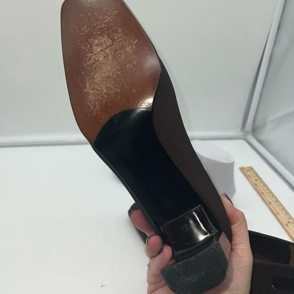 Stuart Weitzman Pumps Brown Fabric,  Block Heel, Women’s Sz 8AA - Picture 10 of 12